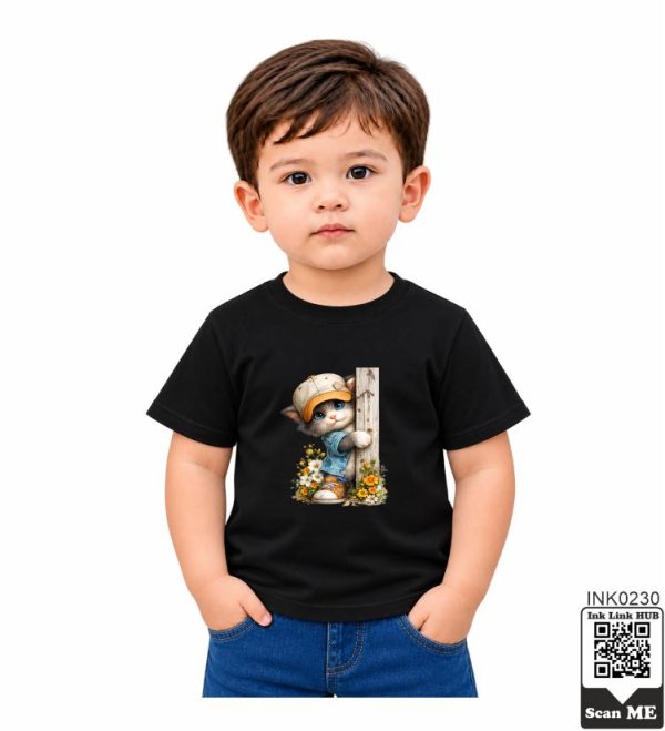 Peeking Cat Post Kids T-Shirt