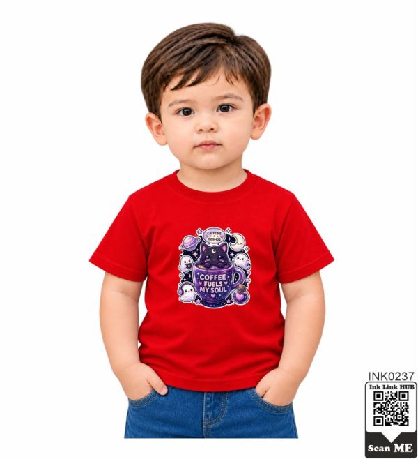 Cozy Cosmic Cat Coffee T-Shirt