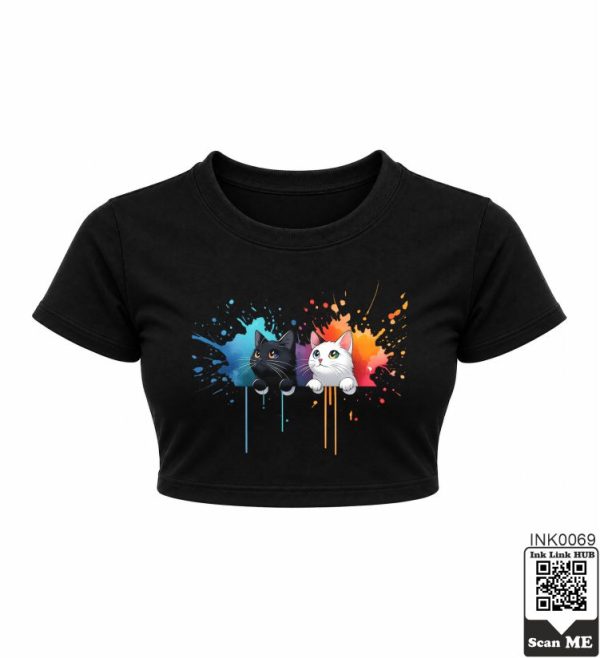 Watercolor Cats Crop Top