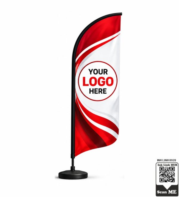 Crimson Swirl Feather Banner