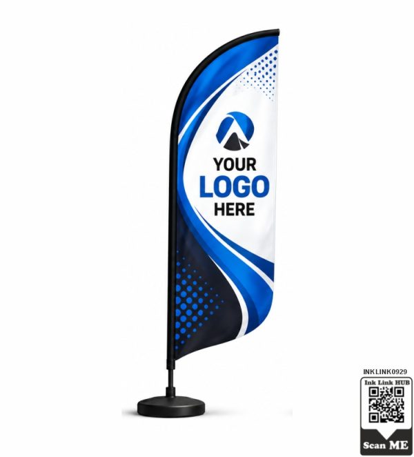 Blue Halftone Feather Banner